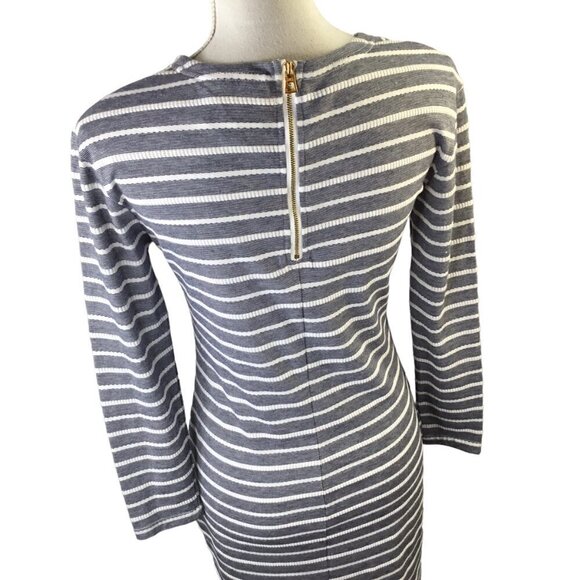 Sail to Sable STS Dress Blue White Striped Size XS 3/4 Sleeve Zipper Textured - Picture 5 of 10